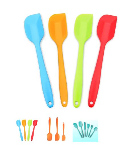 A0918, Kitchen Silicone with Stainless Steel Spatulas 4 Set 8.5 inch