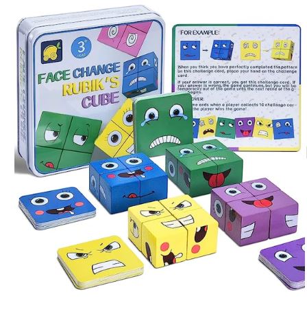 A1068, Wooden Face Changing Magic Cube Building Blocks