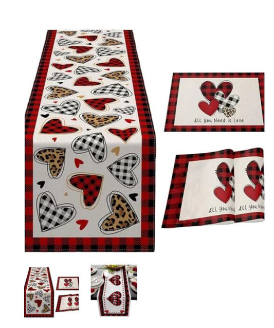 A6266, Valentines Day Table Runner 3pcs