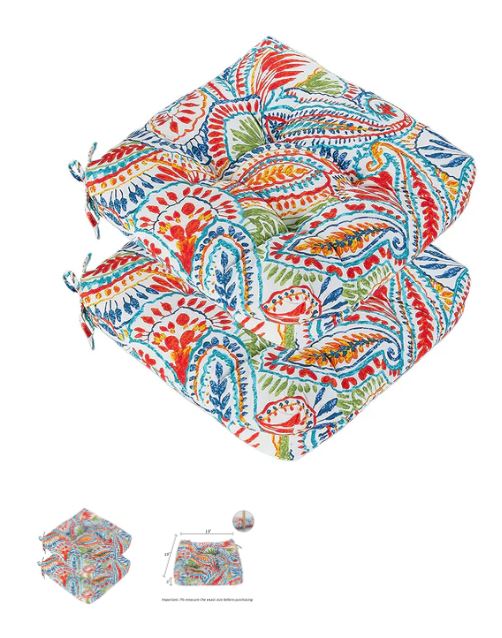 A1047, Outdoor Chair Cushions, Patio Seat Cushions 19" x 19" (2 pack)