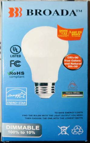 A1042, 600 Lumens Dimmable Led Bulbs A19D 13W