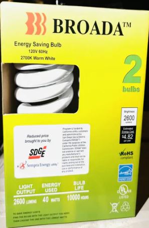 A1044, New Energy Saving 18W (75W Equivalent) Spiral CFL Light Bulbs Warm White 2700K