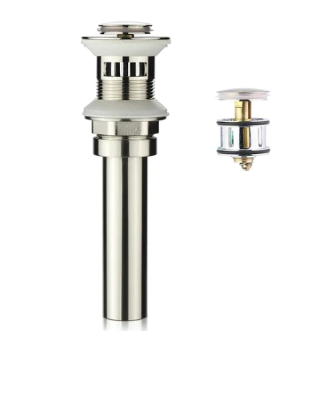 A0940, Brushed Nickel Lavatory Vessel Bathroom Vanity Faucet Pop Up Drain Stopper with Overflow