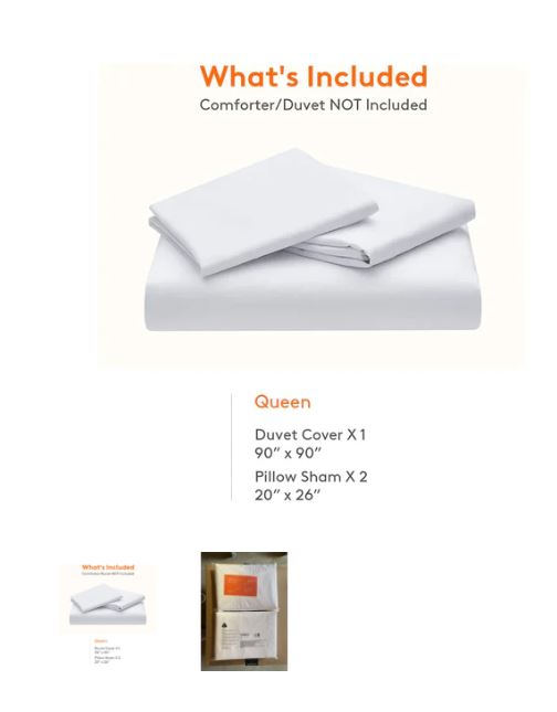 A0983, Duvet Cover Set (1 Duvet Cover 90"x90" and 2 Pillow Shams 20"x26")