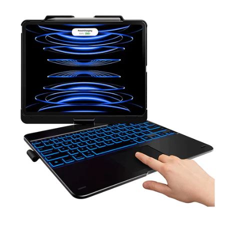 A1071, Bluetooth &Touch iPad Case with Keyboard for iPad 9th (10.2", 2021), 8th Gen (2020), 7th Gen (2019), Air 3, Pro 10.5