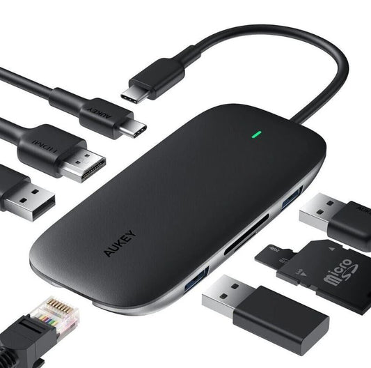 A6424, AUKEY CB-C71 8 in 1 USB C Hub with Ethernet Port