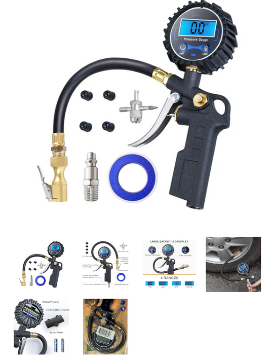 A8034, Digital Tire Pressure Gauge with Inflator