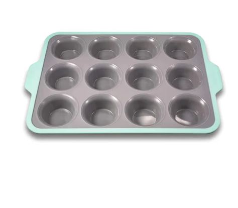 A0919, 12-cups Stainless Steel Non-stick Silicone Cake Baking Pan