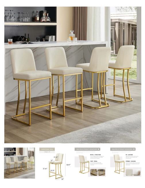 A6827, Leather Bar Stools Set of 4