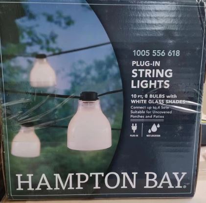 A6048, String lights 10ft 8 bulbs with glass shades