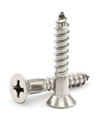 A6234, Phillips Flat Head Wood Screws 18-8 Stainless Steel - #8 x 1" Qty-100