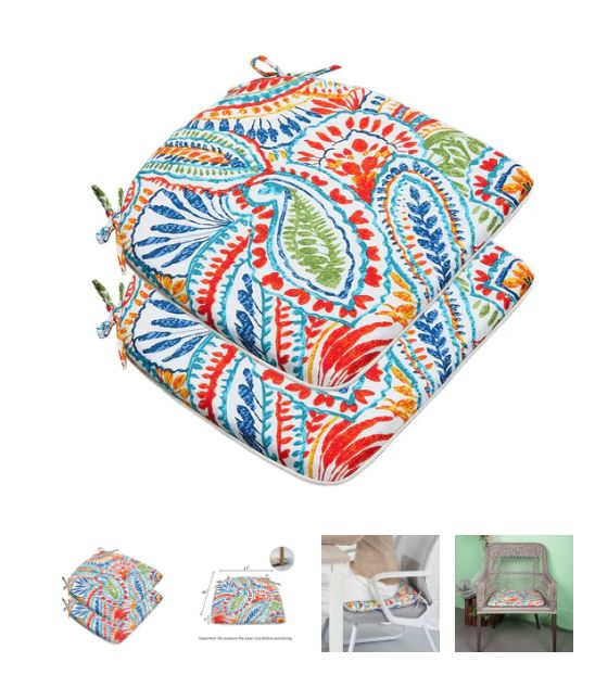 A1052, Outdoor Chair Cushions, Patio Seat Cushions 17x17 inch ( 2 pack)