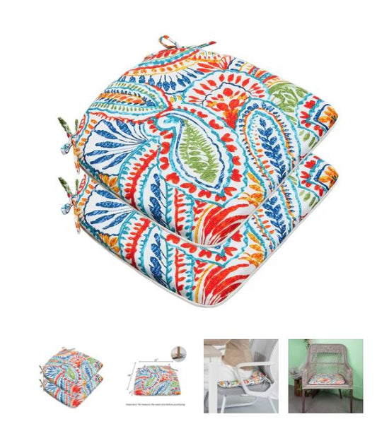 A1052, Outdoor Chair Cushions, Patio Seat Cushions 17x17 inch ( 2 pack)