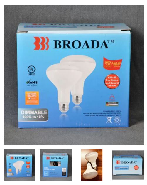 A0974, Broada BR30 Dimmable Warm White LED Bulbs 3000k 950 Lumens 12w(75w) 2 pack