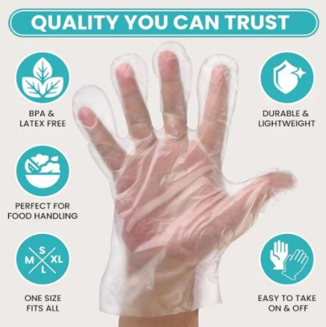 A6230, Pack of 100 Plastic Gloves