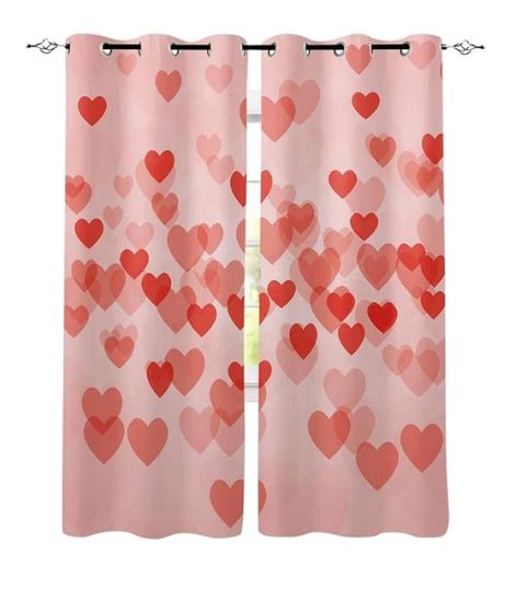 A6259, Valentine's Day Blackout Curtains, 42" W x 63" L