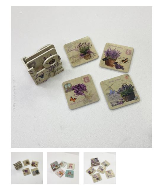 A6443, Drink Coasters with Holder, Coffee Cup Coasters, 6 pack