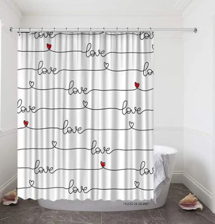 A6265, Love Shower Curtain Set with Size 60"X72"