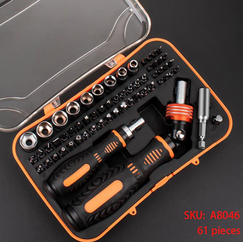 A8046, 61 in 1 Socket Ratcheting Screwdriver Set