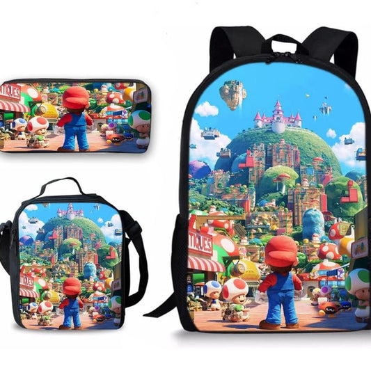 A6760, School bag Medium Lunch bag Pencil Holder 3 pieces set