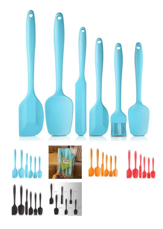 A6135, Kitchen Silicone with Stainless Steel Spatulas, 6 set