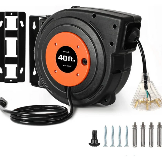 A6822, Retractable Extension Cord Reel 40ft