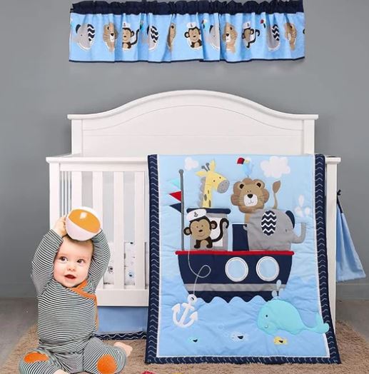 A6374, 7 Pieces Crib Bedding Sets for Boys