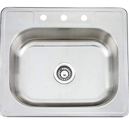 A6511, Stainless Steel 4-Hole Single Bowl Drop-in Sink 25" x 22" x 10-1/4"