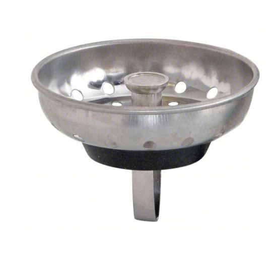 A6204, 3 1/2 in Overall Dia, Stainless Steel, Chrome, Silver, Drop-In, Sink Drain