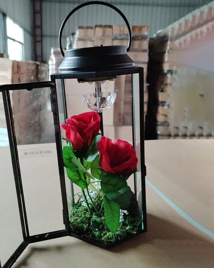 A1087, Lanterns Hanging Light with Rose Flower