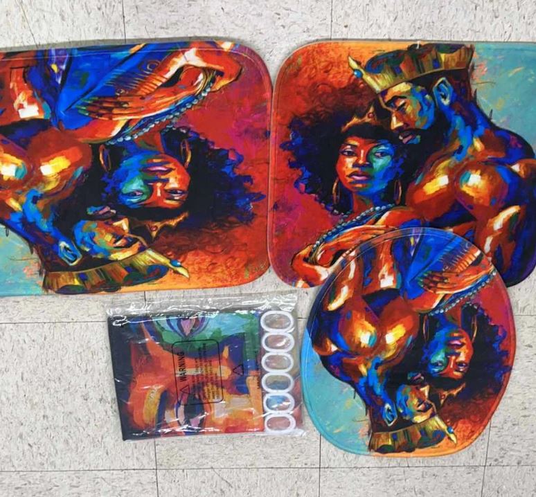 A6645, 4 pieces Shower Curtain Bathroom mat Set