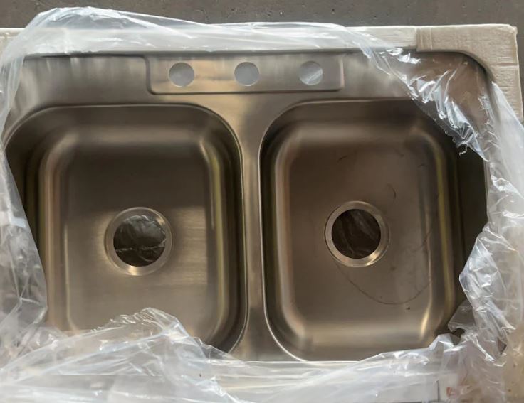 A6512, 3-Hole Drop-in Double Bowl Gauge Stainless Steel Kitchen Sink