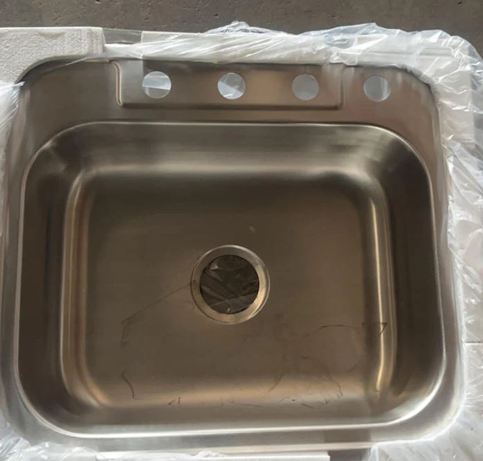 A6511, Stainless Steel 4-Hole Single Bowl Drop-in Sink 25" x 22" x 10-1/4"