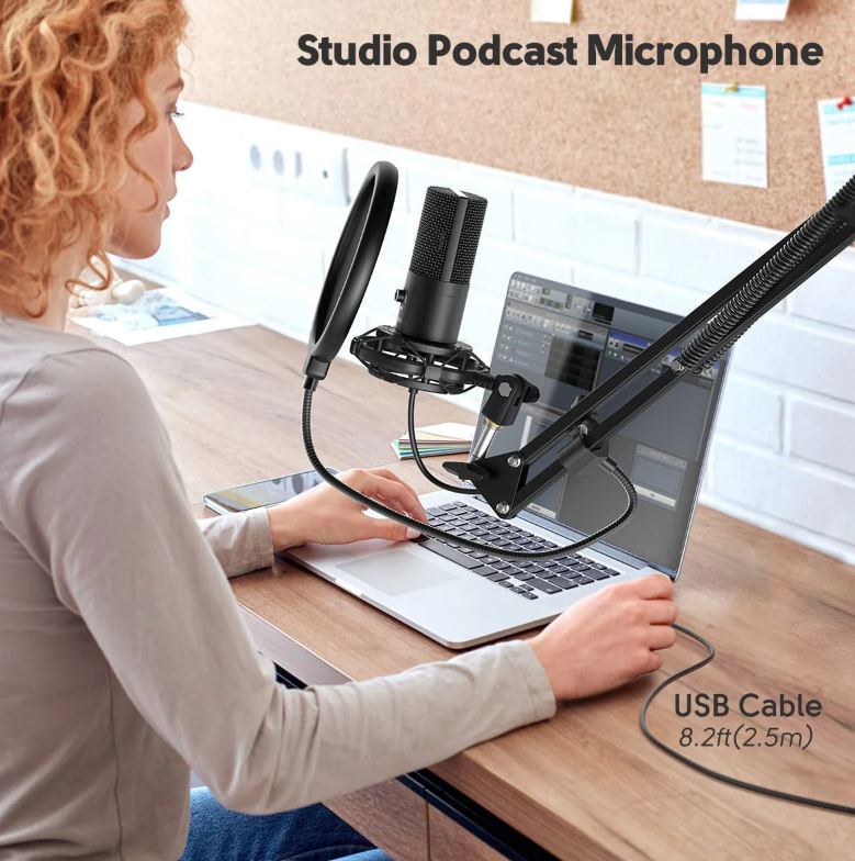 A6031, Studio Condenser USB Microphone Computer PC Microphone Kit