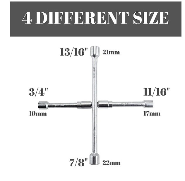 A8037, Universal Heavy Duty Lug Wrench, 4-Way Tire Iron Wrench