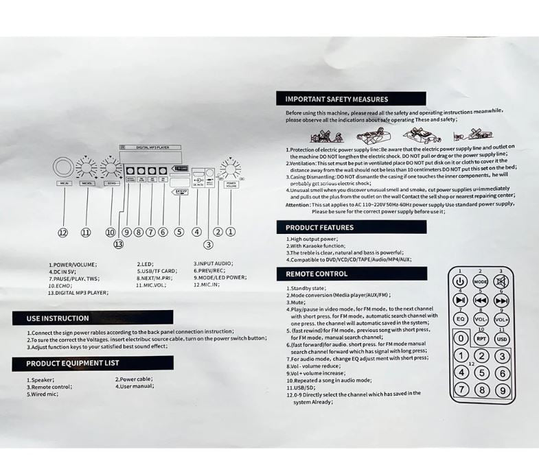 A1083, Bluetooth Wireless Speaker with RGB Lights and Microphone 18inch