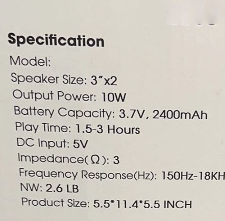 A6001, Bluetooth Wireless Speaker with RGB Lights (FSKU Y2303)