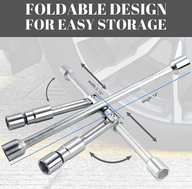 A8037, Universal Heavy Duty Lug Wrench, 4-Way Tire Iron Wrench