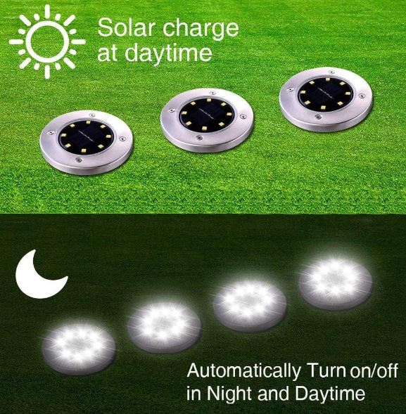A6185, Four Packs of Solar Lawn Lights