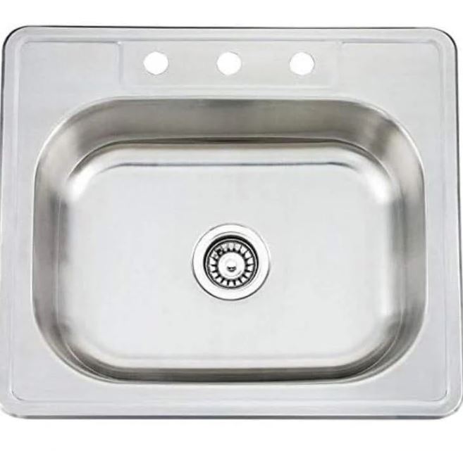 A6511, Stainless Steel 4-Hole Single Bowl Drop-in Sink 25" x 22" x 10-1/4"