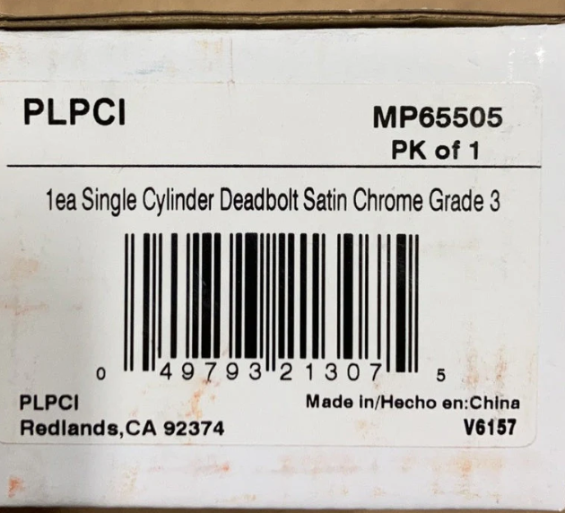 A6826, 1ea Single Cylinder Deadbolt