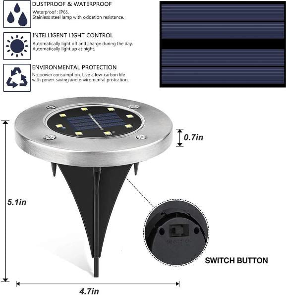 A6185, Four Packs of Solar Lawn Lights