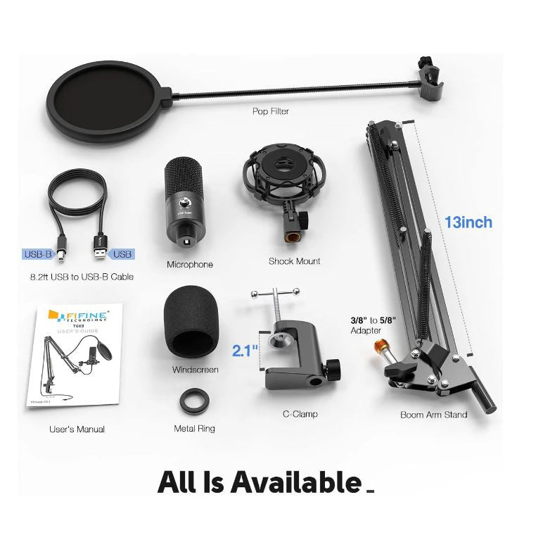 A6031, Studio Condenser USB Microphone Computer PC Microphone Kit