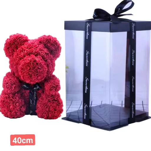 A8124, Rose Bear with Gift Box and Light