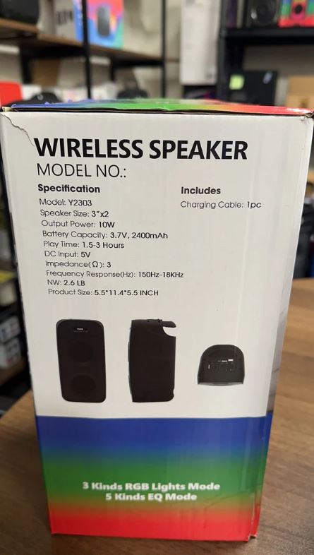 A6001, Bluetooth Wireless Speaker with RGB Lights (FSKU Y2303)