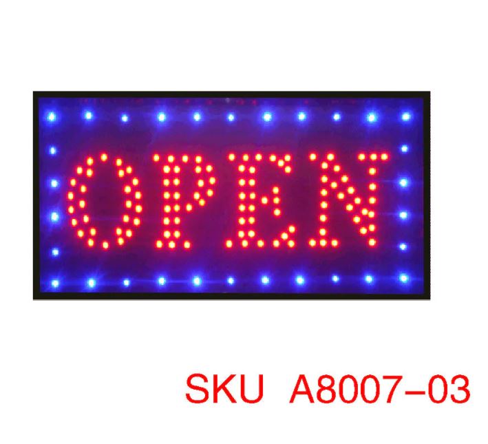 A8007, LED Open Sign 10x20inch, 3 Kinds