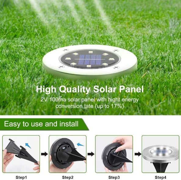 A6185, Four Packs of Solar Lawn Lights